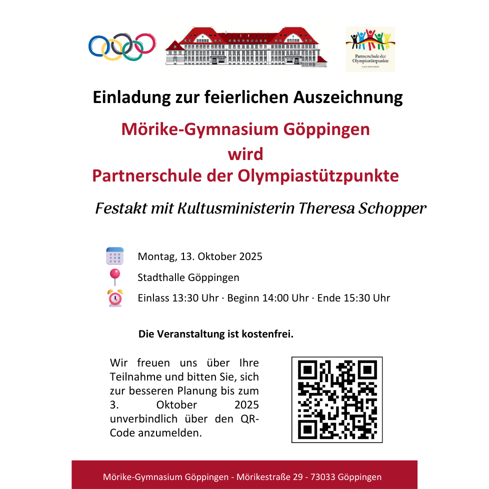 Feierliche Auszeichnung Mörike-Gymnasium | 13.10.2025 14:00 Uhr