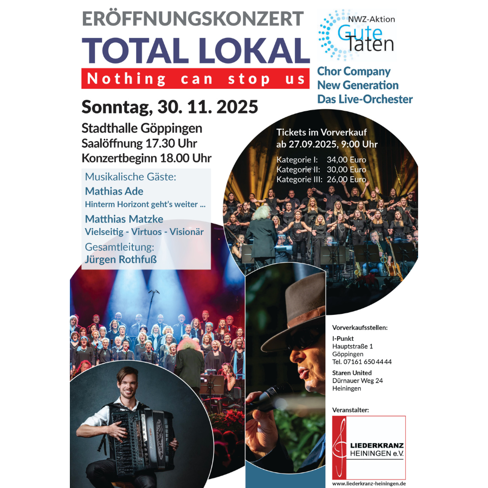 Eröffnungskonzert der NWZ-Aktion „Gute Taten“ - „TOTAL LOKAL“ | 30.11.2025 18:00 Uhr